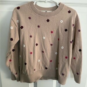 H&M Girl’s Beige Sweater with Floral Accents